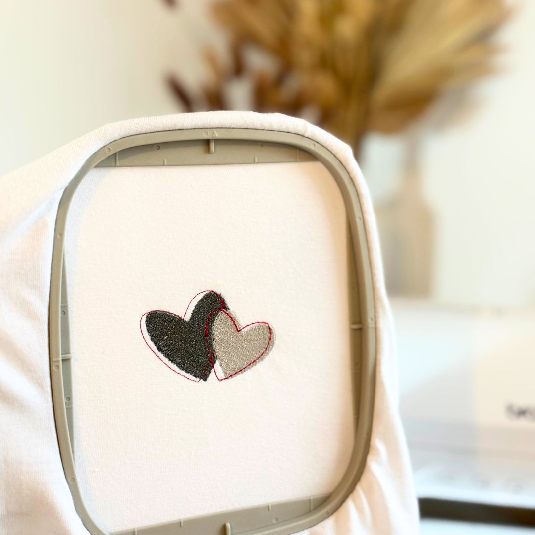 Broderie Saint-Valentin duo coeurs ❤️❤️
