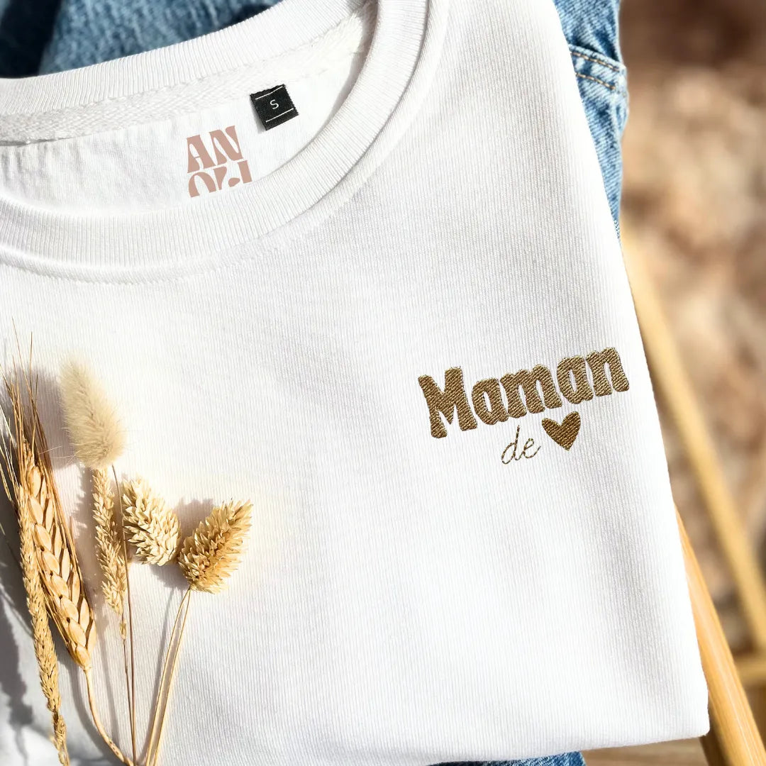 Broderie maman coeur(s) personnalisé(s)