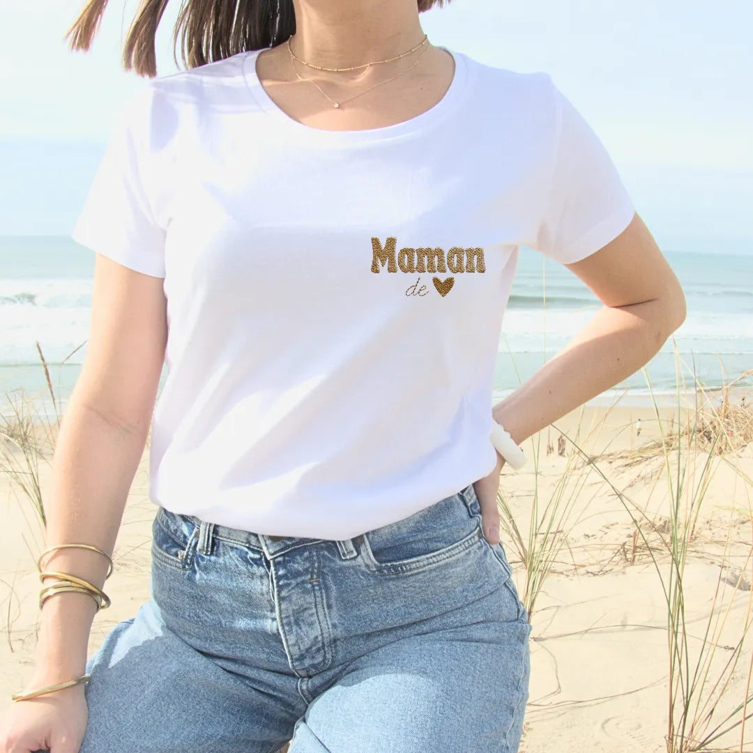 Broderie maman coeur(s) personnalisé(s)